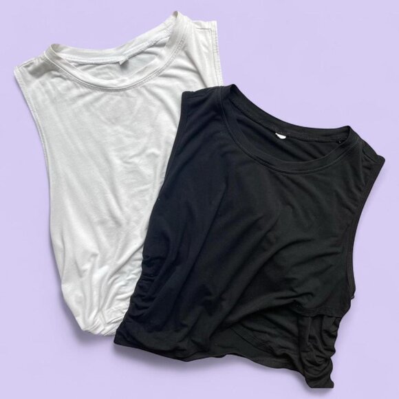 2-for-1 Black & White Crop Tops – Size Medium - Picture 1 of 6
